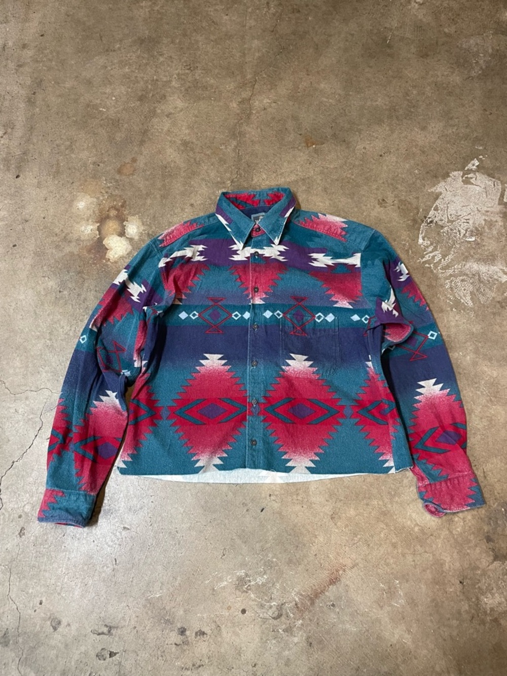 Vintage Woolrich Aztec Button Up Cropped Longsleeve Shirt
